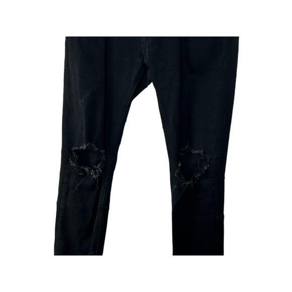 MNML M1 Black Stretch Denim Jean Men's 32x33 Button Fly Zip Hem Distressed - Picture 7 of 7